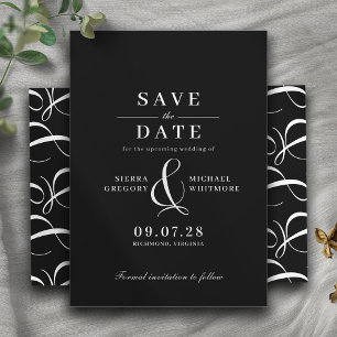 Save The Date Gras Noir Moderne Typographie Vintage Moody Mariag