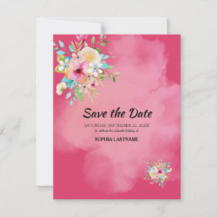 Save The Date Gras Rose Floral Sweet 16 Plat Enregistrer La Cart