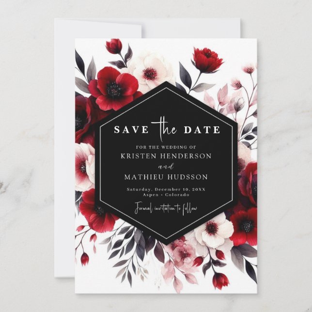 Save The Date Gras Russe Crimson Mariage rouge (Devant)
