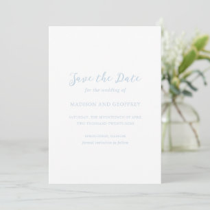 Save The Date Gras Script Poudre Bleu Photo Mariage élégant