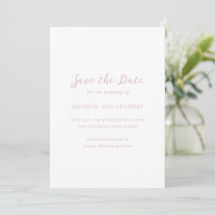 Save The Date Gras Script rose Photo Mariage élégant