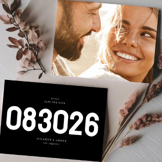Save The Date Gras simple moderne Big Date en noir et blanc Phot