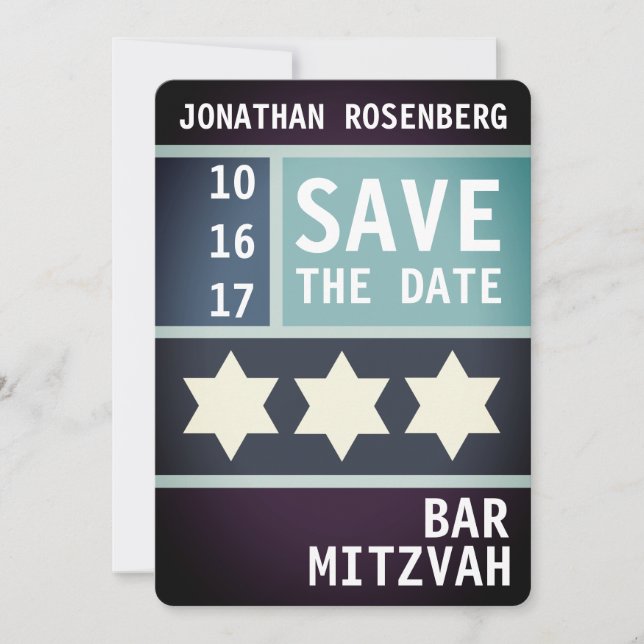 Save The Date Gras Star de David Bar Mitzvah Enregistrer la date (Devant)