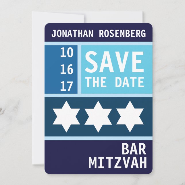 Save The Date Gras Star de David Bar Mitzvah Enregistrer la date (Devant)