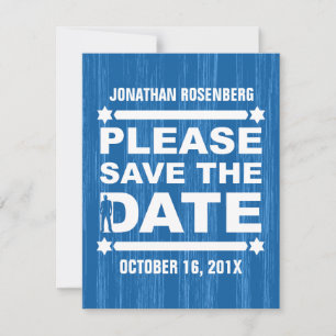 Save The Date Gras Type Bar Mitzvah Enregistrer la date en bleu
