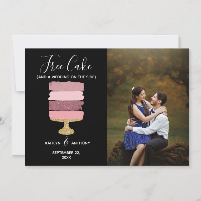 Save The Date Gratuit Gâteau Amusant Photo Moderne Mariage Enreg (Devant)