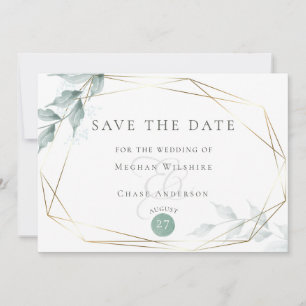 Save the date   Grayed Jade Green Botanical