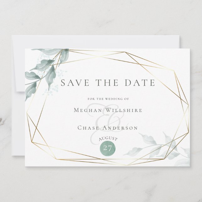 Save the date | Grayed Jade Green Botanical (Devant)