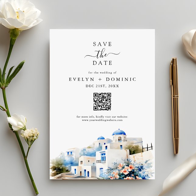 Save The Date Greek Island Santorini Greece Wedding (Créateur téléchargé)