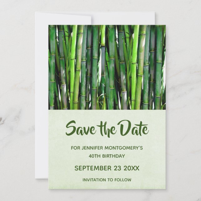 Save The Date Green Bamboo Stalks Nature Photographie Anniversai (Devant)