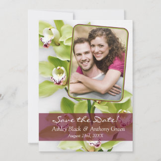Save The Date Green Cymbidium Orchid Photo Wedding Enregistrer l
