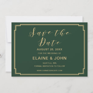 Save The Date Green et Gold Wedding enregistrer les dates