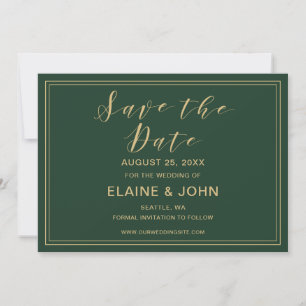 Save The Date Green et Gold Wedding enregistrer les dates