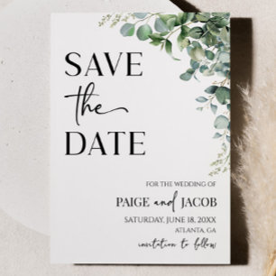 Save The Date Green Eucalyptus Botanical Wedding Enregistrer La