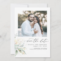 Green Gold Feuilles Boho Enregistrer la photo de l