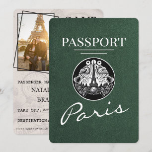 Save The Date Green Paris Passport Enregistrer La Date