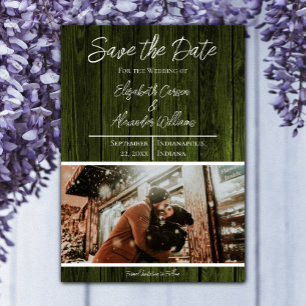 Save The Date Green Rustic Photo Sauver La Date