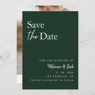 Save The Date Green Simple Calligraphy Photo Enregistrer La Date