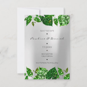 Save The Date Green Woodland Green Monstera Sauvez La Date Gra