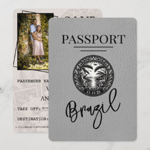 Save The Date Grey Brésil Passeport Enregistrer La Date