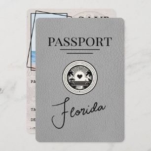 Save The Date Grey Florida Passeport Enregistrer La Date