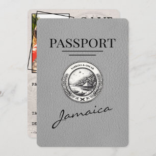 Save The Date Grey Jamaïque Passeport Enregistrer La Date