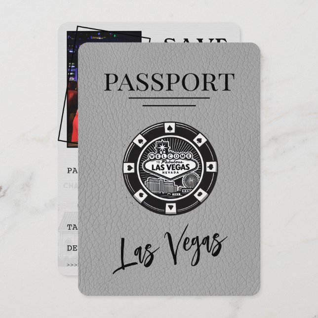 Save The Date Grey Las Vegas Passeport Enregistrer La Date (Devant / Derrière)