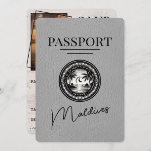 Save The Date Grey Maldives Passeport Enregistrer La Date