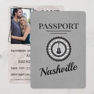Save The Date Grey Nashville Passeport Enregistrer La Date