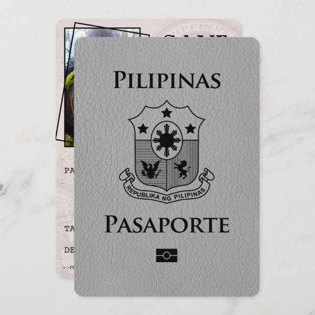 Save The Date Grey Philippines Passeport Enregistrer La Date (Devant / Derrière)