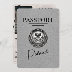 Save The Date Grey Pologne Passeport Enregistrer La Date