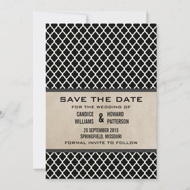 Save The Date Gris chic Quatrefoil Enregistrer la date Invitatio (Devant)