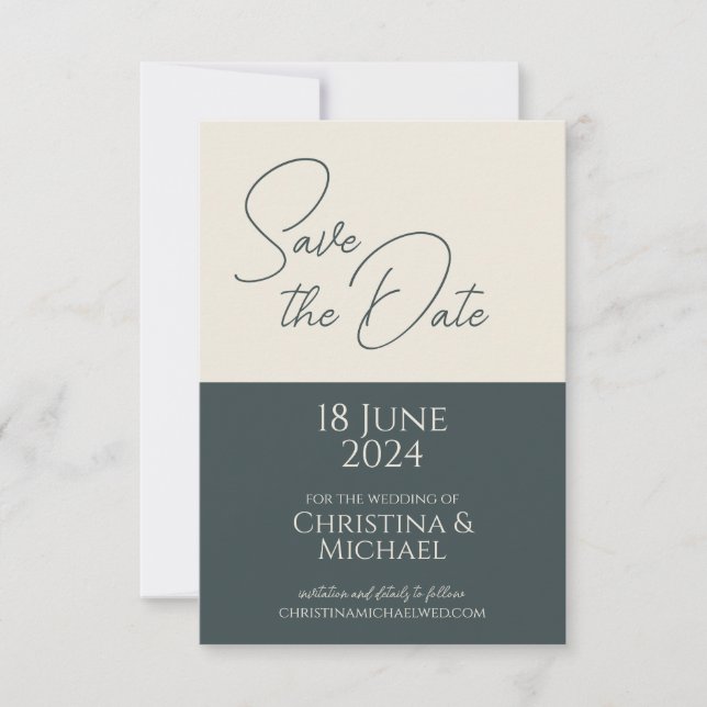 Save The Date Gris orageux ・ Bloc de couleur photo (Devant)