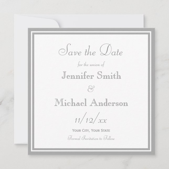 Save The Date Gris pâle Enregistrer le Mariage de date (Devant)