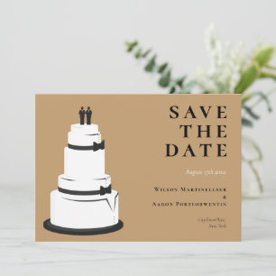 Save The Date Grooms Mariage Cake Camel Brown LGBTQ