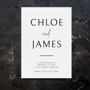 Save The Date Gros noms Typographie moderne Noir Blanc Mariage