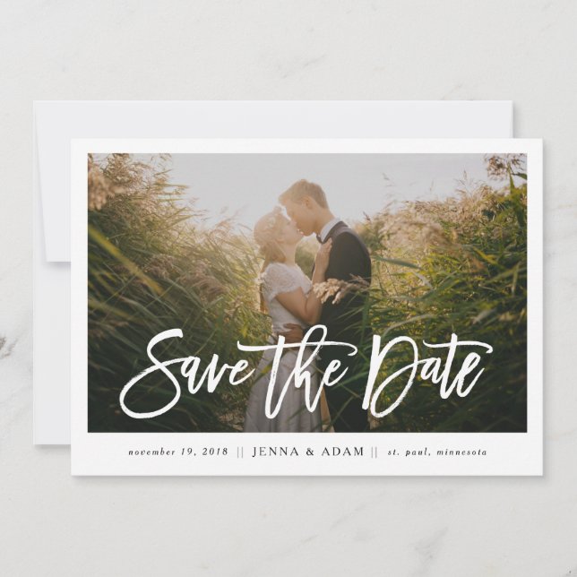 Save The Date Grosse photo Calligraphie horizontale Enregistrer  (Devant)