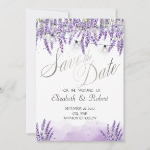 Save The Date Guirlande de lumières aquarelle lavande