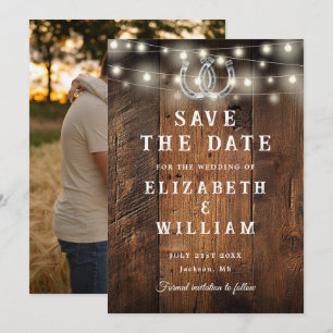 Save The Date Guirlande lumineuse Bois de grange Photo Mariage o