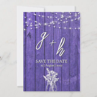 Save The Date Guirlande Lumineuse en Bois Rustique Violet Bohème
