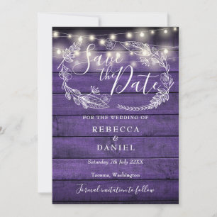 Save The Date Guirlande Lumineuse Violette Rustique Fleurs Maria