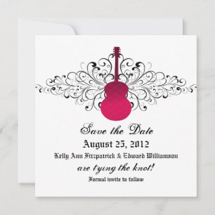 Save The Date Guitare à perles roses Enregistrer l'Invitation de