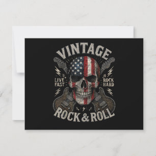 Save The Date Guitare Drapeau Américain Crâne Rock Vintage Retro