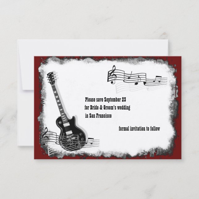 Save The Date Guitare électrique Black Red Music Enregistrer la  (Devant)