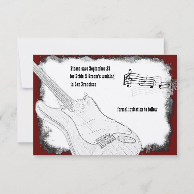 Save The Date Guitare électrique Noir Rouge Blanc Musique Enregi (Devant)