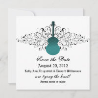 Guitare turquoise Swirls Enregistrer l'Invitation 
