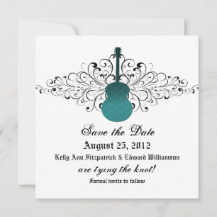 Save The Date Guitare turquoise Swirls Enregistrer l'Invitation 