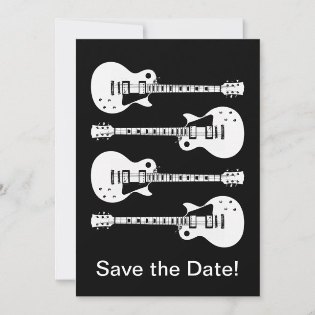 Save The Date Guitares Électriques Graphique en Blanc (Devant)