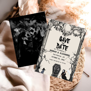 Save The Date Halloween Dark Moody Mariage gothique Enregistrer 