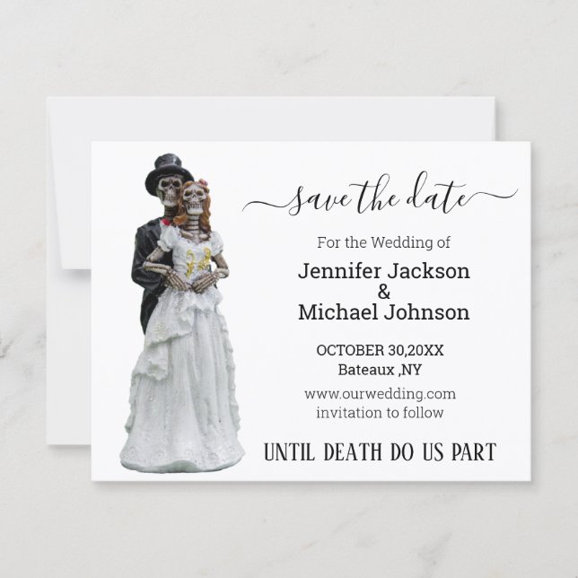 Save The Date halloween épouvantails squelettes mariée et marié  (Devant)